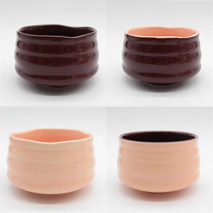 Mangkuk Matcha Keramik Pink Burgendy Produsen Kustom Ichiraku Chawan