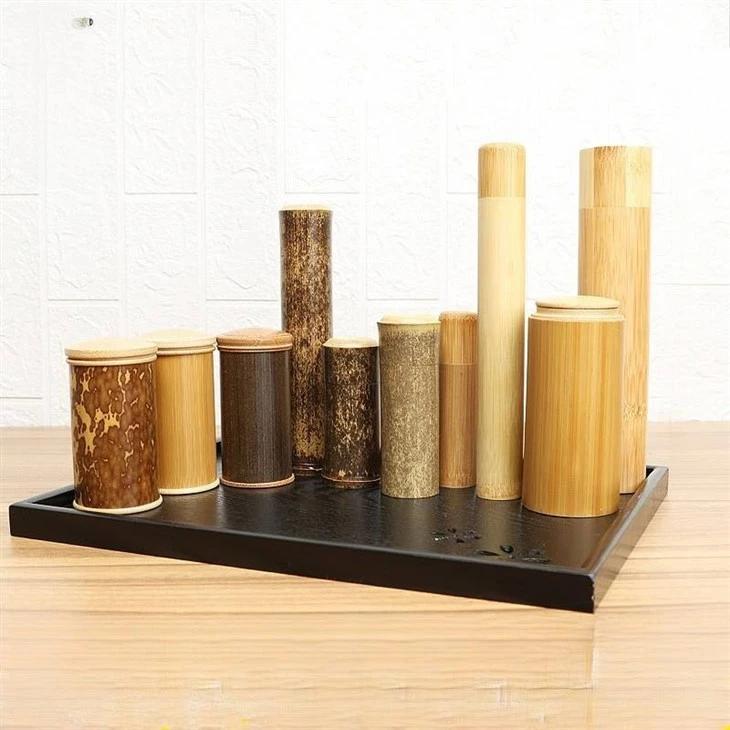 Custom Logo Bamboo Food Storage Box Round Bamboo Tea Container For Home Hotel Restaurant Wholesale suppliers